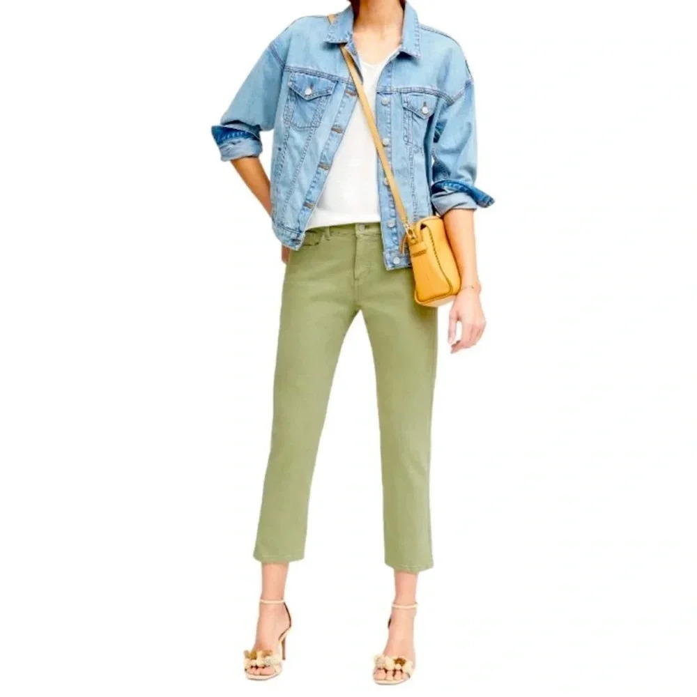 Banana Republic Girlfriend Jeans Crop Green Premium Denim Size 27